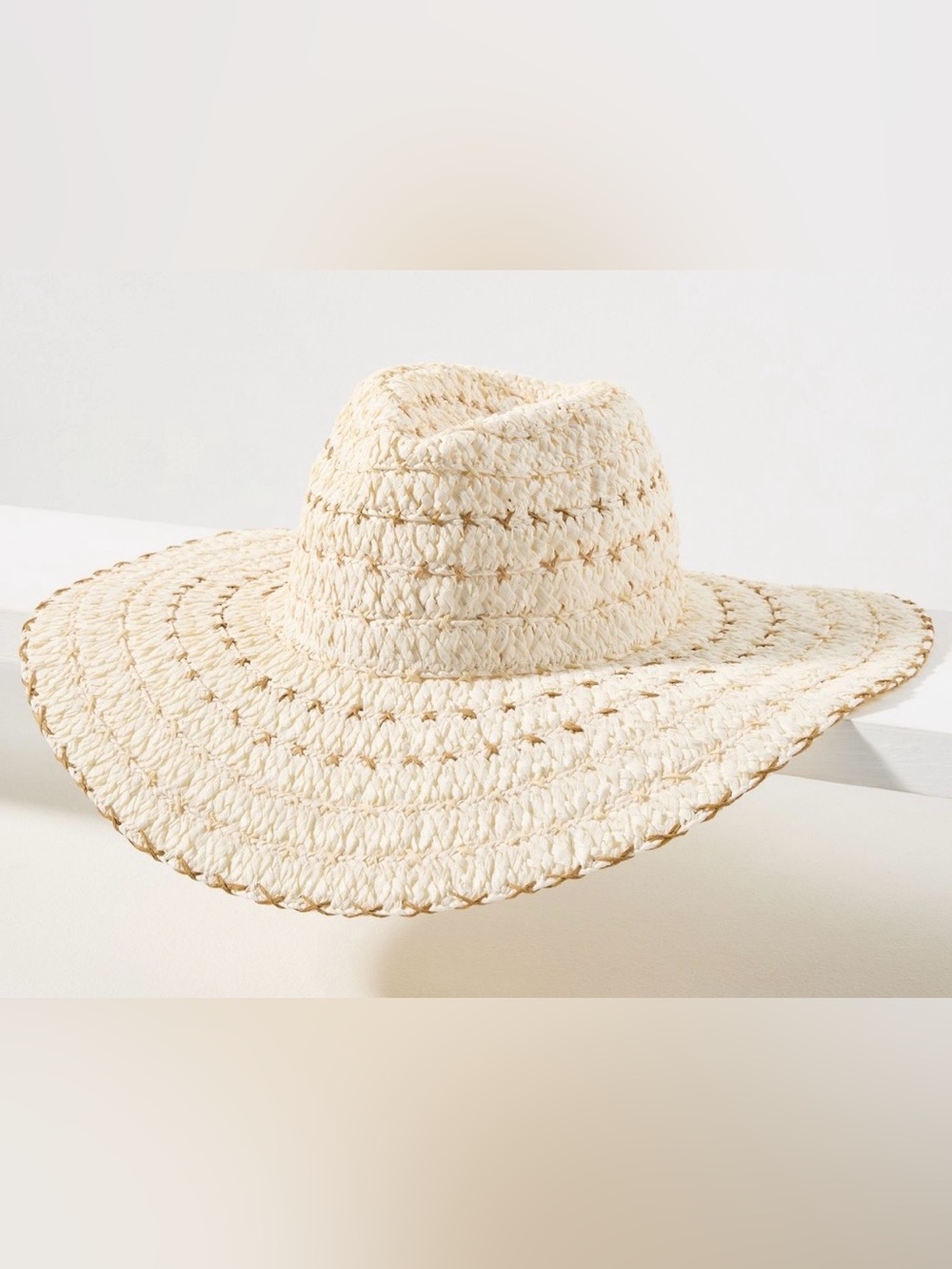 Anthropologie Straw Raffia Rancher Sun Hat NEW